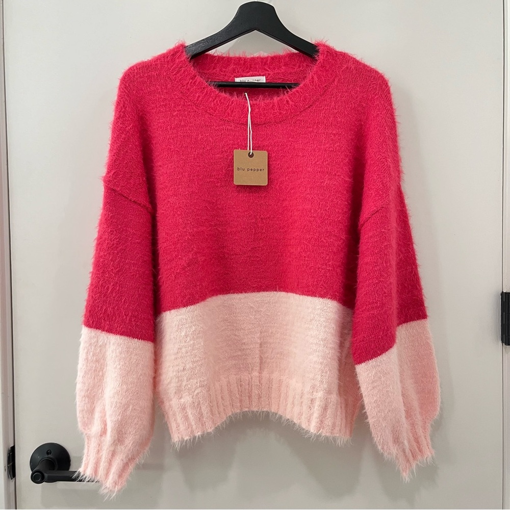 Fuchsia and Pink Fuzzy Sweater Medium Brand New